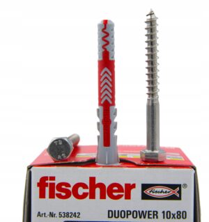 FISCHER KOŁEK DUOPOWER 10x80 +WKRĘT NIERDZEWNY 8x80 571 (10)