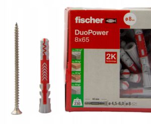 FISCHER KOŁEK DUOPOWER 8x65 + WKRĘT NIERDZEWNY 5x70 9100 (10)